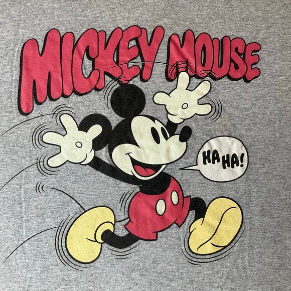 Disney Men T-shirt size L Short Sleeve Stretchy Mickey Mouse Gray - Picture 5 of 7